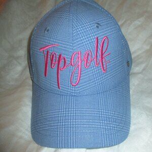 Top Golf Adjustable Women’s Baseball Hat NEW Blue Pink Plaid